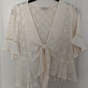 American Eagle Tie Front Lace Crop Top